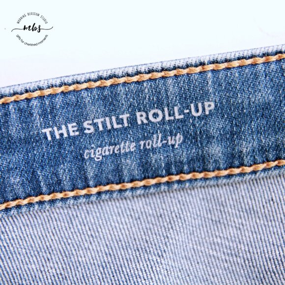 AG The Stilt Cigarette Roll Up Low Waist Frayed Hem Ankle Jeans Blue Women 28 - Picture 8 of 10